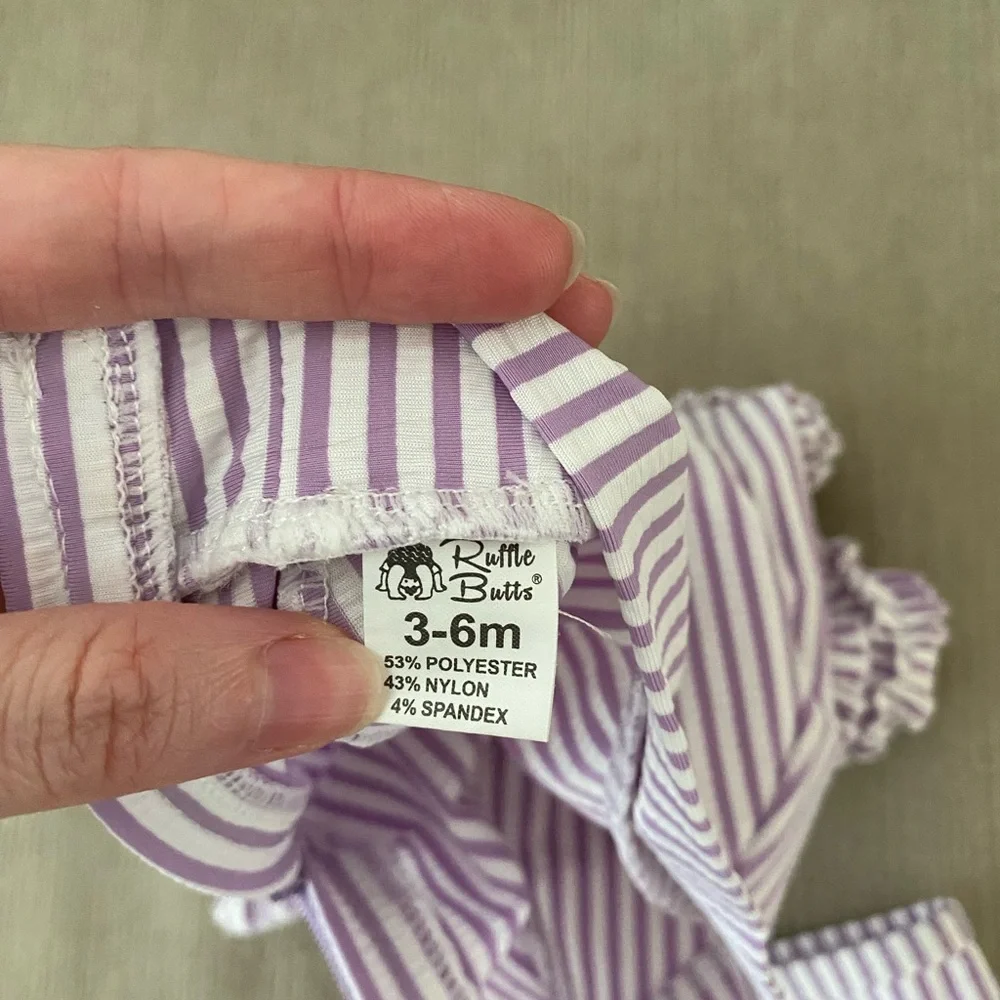 Ruffle Butts Lavender Striped Set